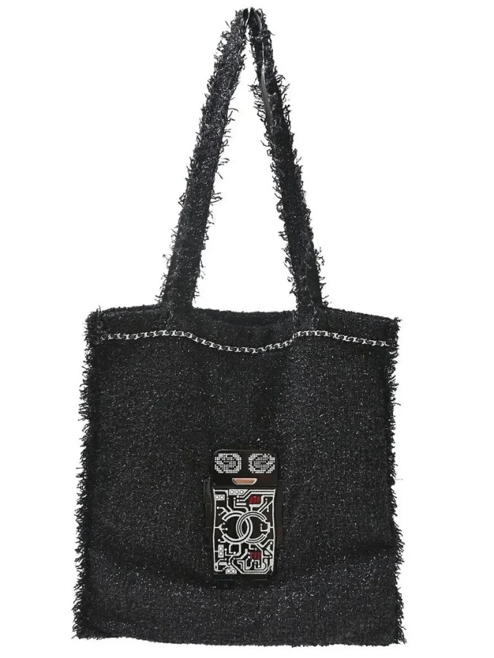 Best07 Chanel Black Wool Tote Bag NQ10543